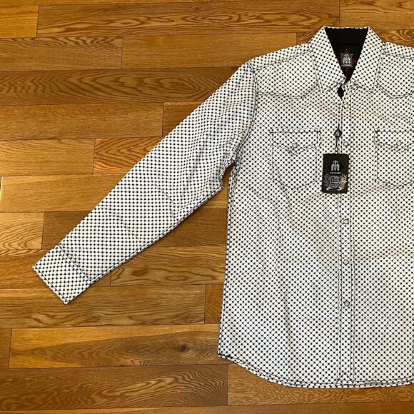 TM Exposure Western Shirt Men Medium Pearl Snap Cowboy Flower Medallion NWT - Picture 2 of 10